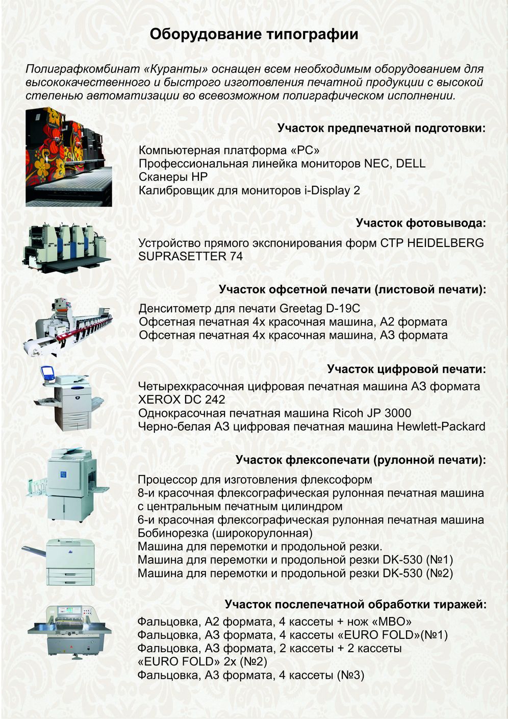 Оборудование типографии